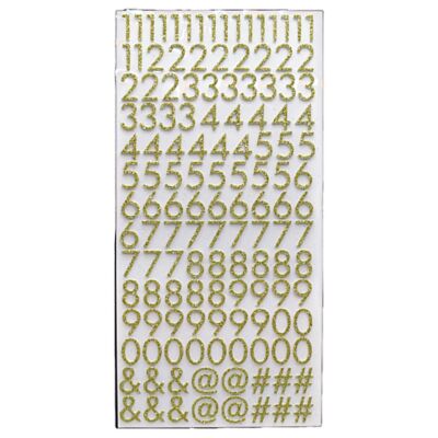 Gold Glitter - Number and Punctuation Thicker Stickers