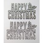 Silver Glittered - Wooden - Happy Christmas