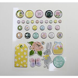 Adhesive Brads And Chipboard Stickers - March 21 Add-On